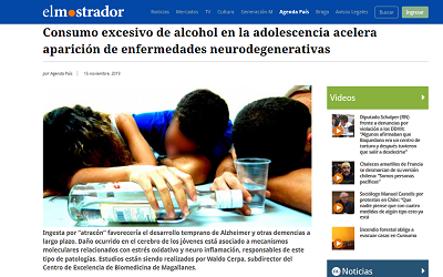 «El Mostrador» destaca estudio de Dr. Waldo Cerpa, sobre alcohol en jóvenes